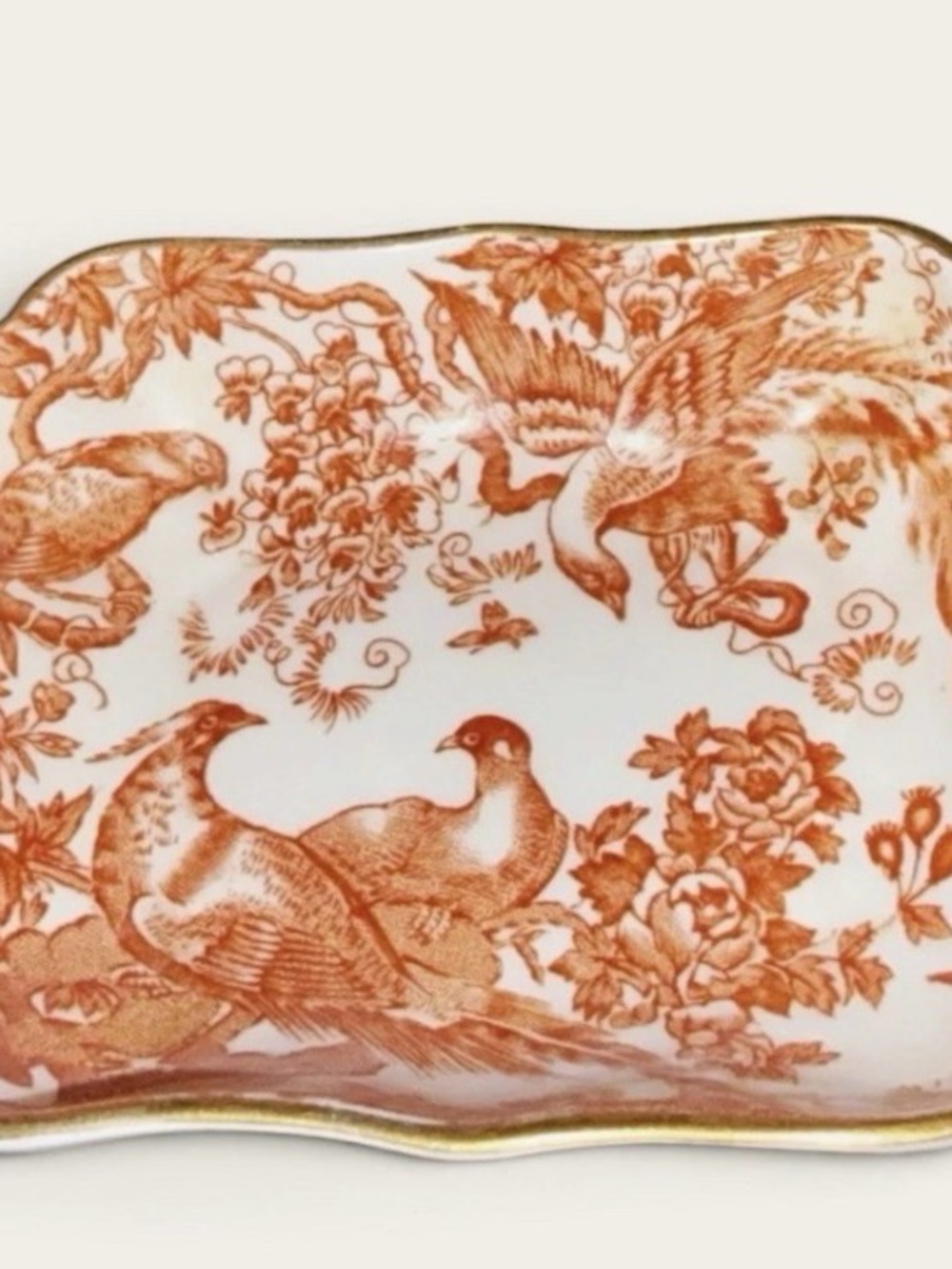 Royal Crown Derby Red Aves Pattern Bone China Dish